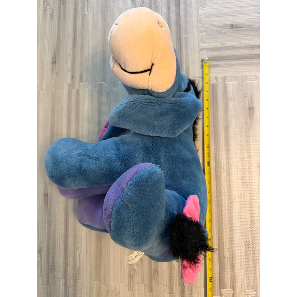 Disney Eeyore Plush Mattel Large Blue Pink Bow Detachable Tail Vintage 90s FLAW - Picture 6 of 16